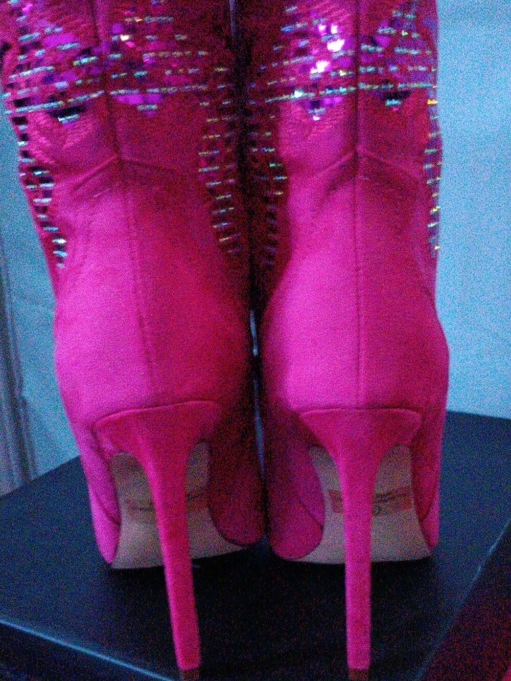 Fuchsia Embellished Pointed-Toe Stiletto Western Boots - Picture 3 of 5
